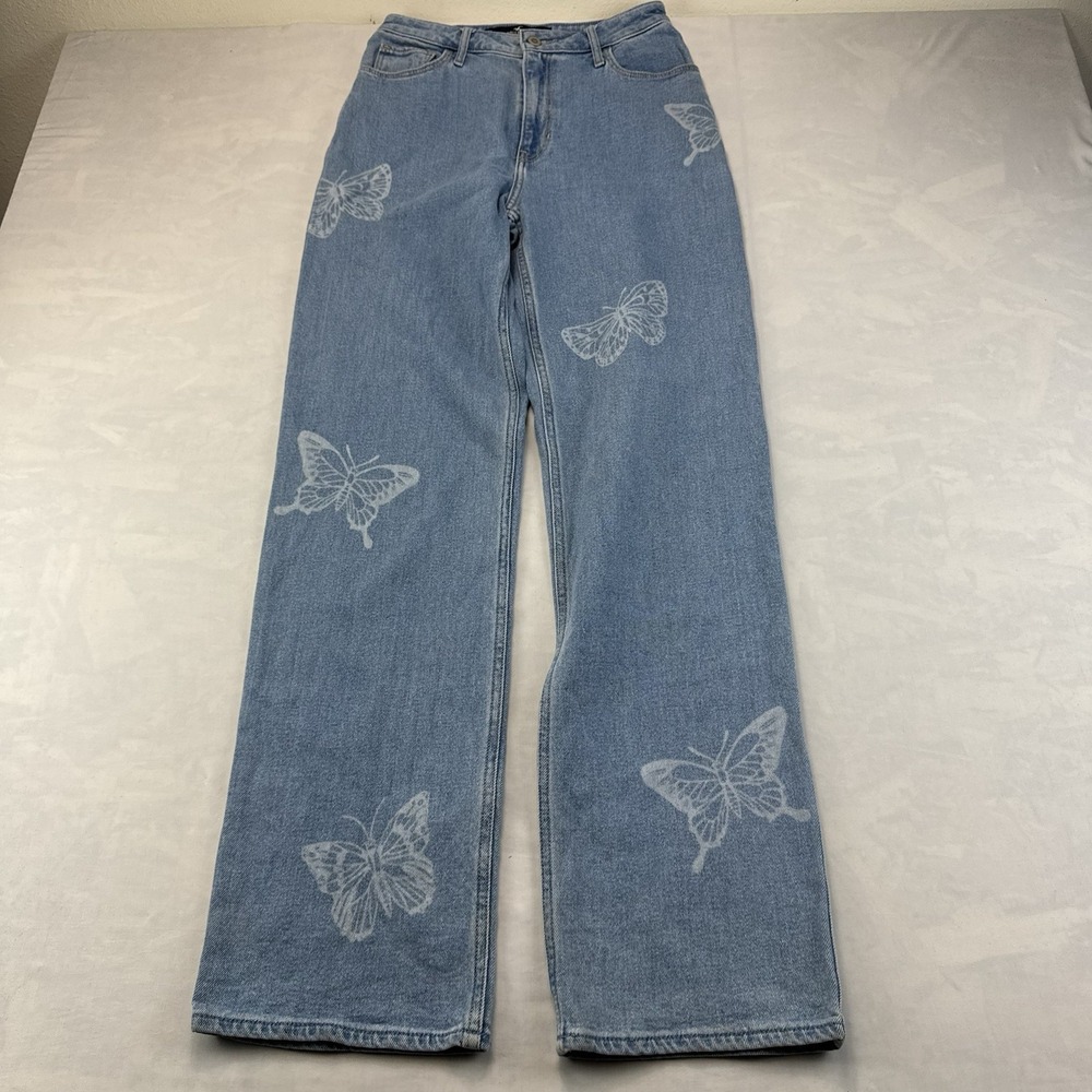 Hollister Ultra High Rise Wide Leg Jeans Womens 27x33 Blue Denim Light Wash Dist